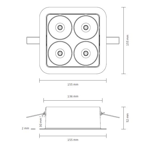 Q Four IN 80° 3000K Deckeneinbauleuchte · Downlight, schwarz