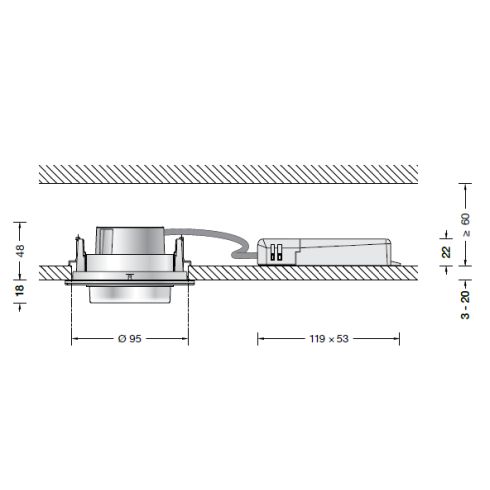 50714.2K3 ACCENTA VARIO edelstahl LED-Deckeneinbau-Tiefstrahler